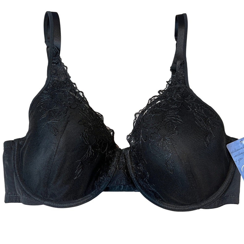 Playtex Lace Underwire Bra Black Lightweight Foam Cups US4805 36D NWT